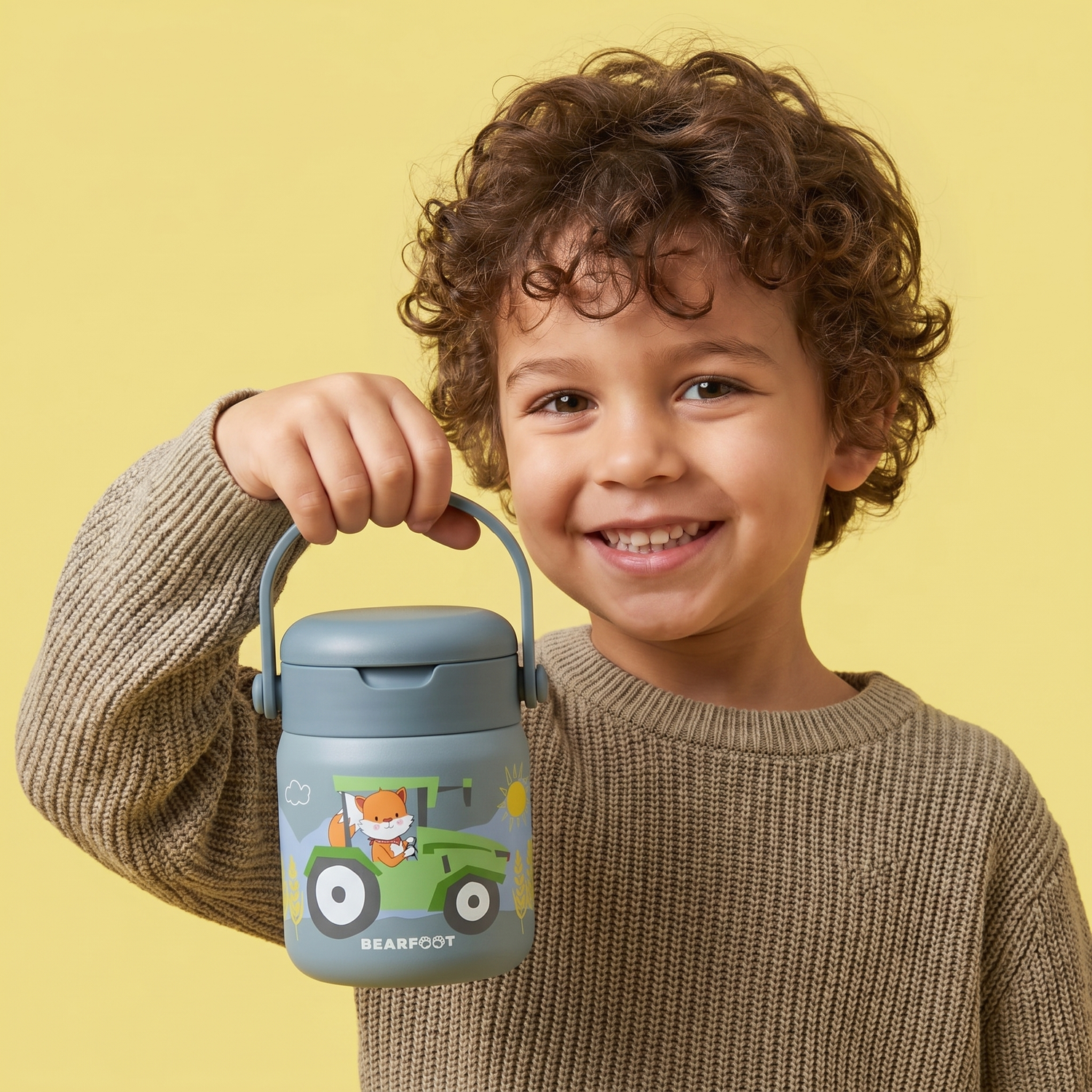 Thermobehälter Kinder Edelstahl - Traktor blau