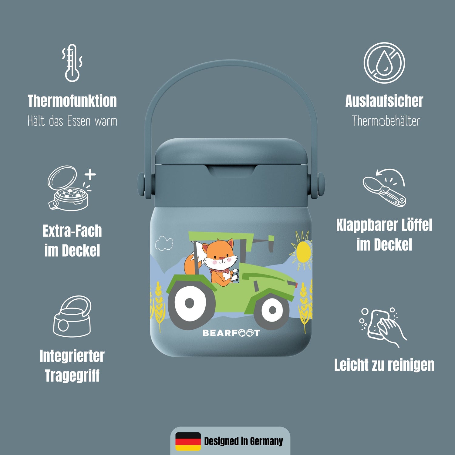 Thermobehälter Kinder Edelstahl - Traktor blau