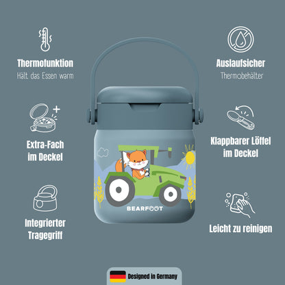 Thermobehälter Kinder Edelstahl - Traktor blau