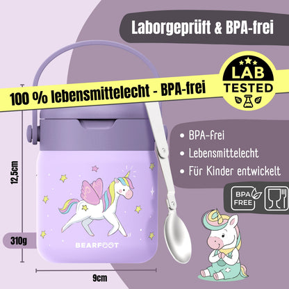 Thermobehälter Kinder Edelstahl - Einhorn lila