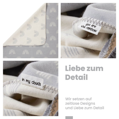 Baby blanket organic cotton, Made in Germany, rainbow - gray