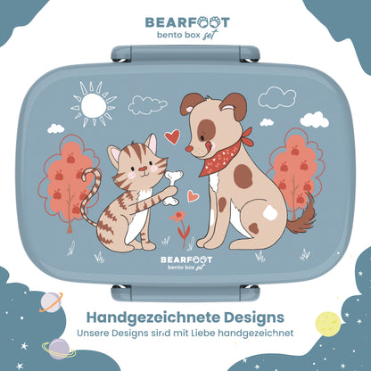 Brotdose Kinder Fächern, leicht &amp; auslaufsicher - Hund Katze