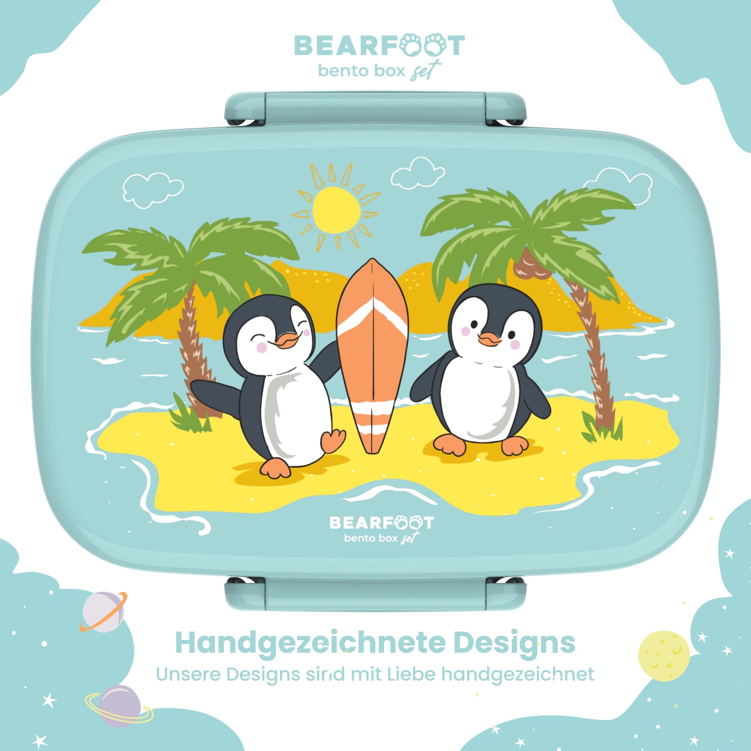 Brotdose Kinder mit Fächern, leicht &amp; auslaufsicher- Pinguin