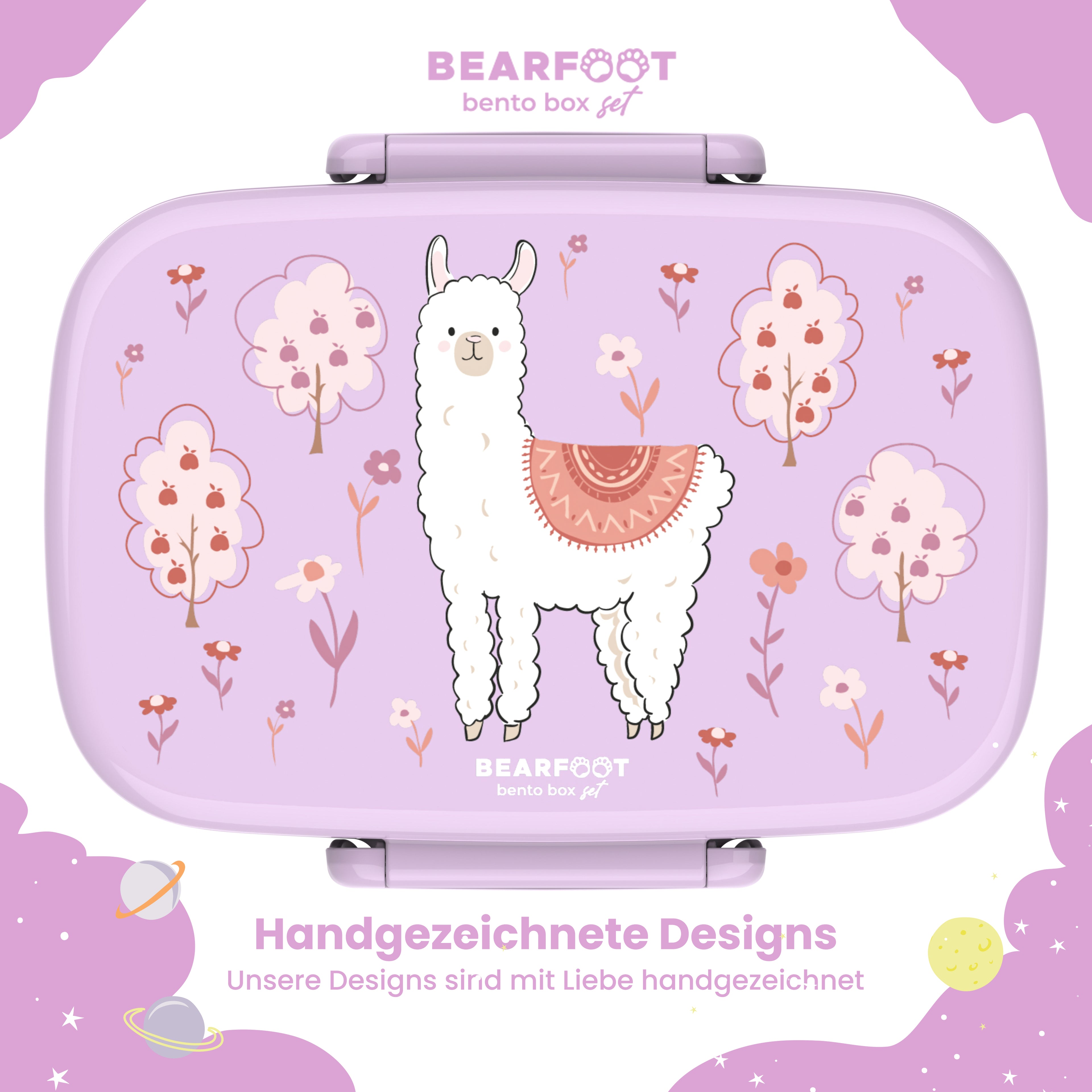 Kinderlunchbox met vakken, licht en lekvrij - Lama