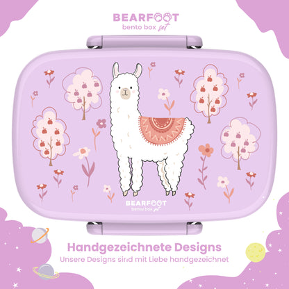 Kinderlunchbox met vakken, licht en lekvrij - Lama