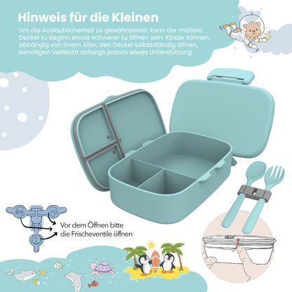 Kinderlunchbox met vakken, licht en lekvrij - mint