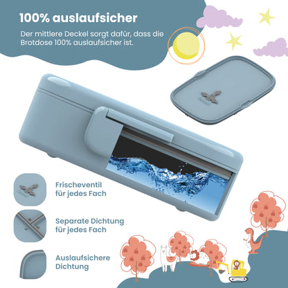 Brotdose Kinder mit Fächern, leicht &amp; auslaufsicher -Traktor