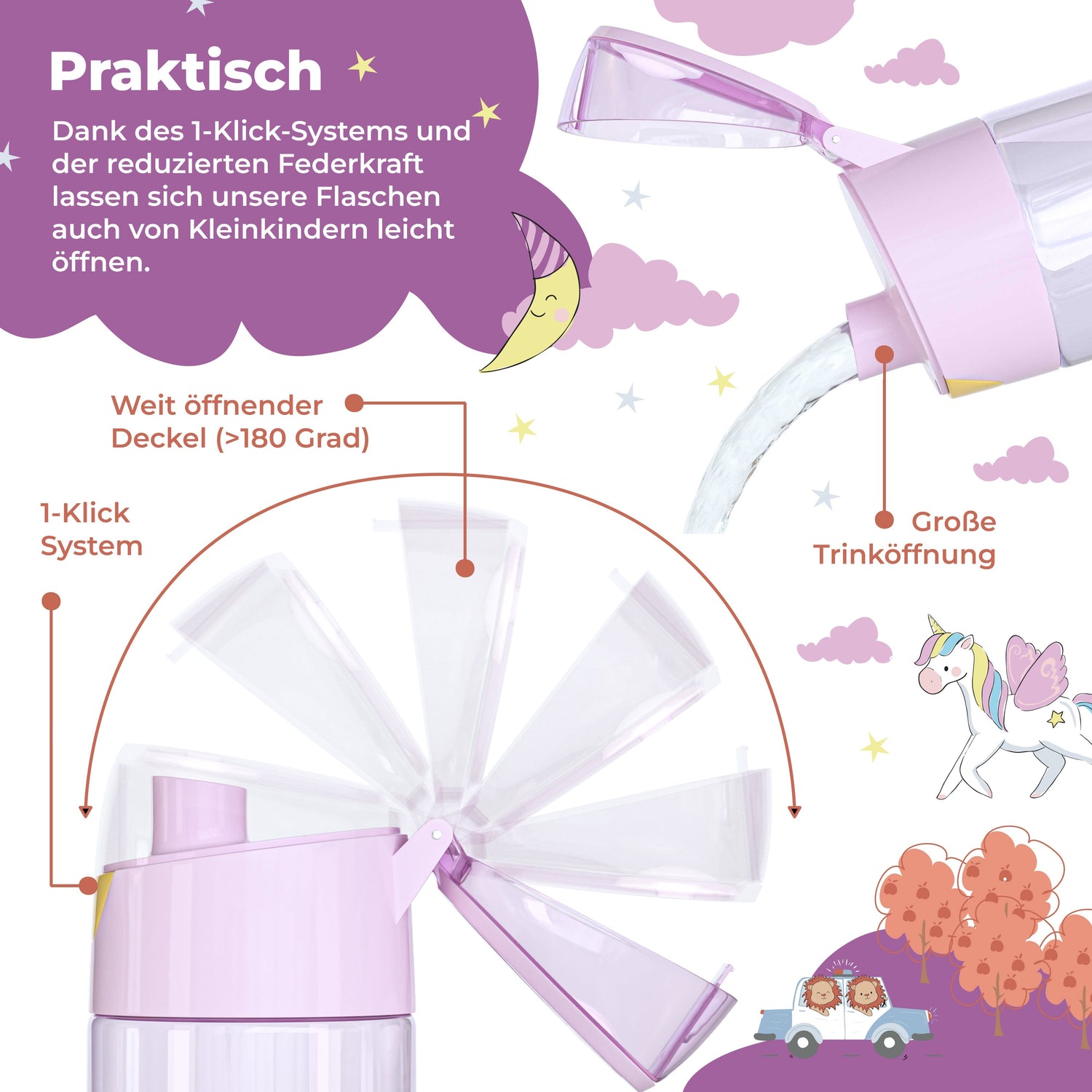 Unicorn Bundel - Bento Box M &amp; Drinkfles 450ml