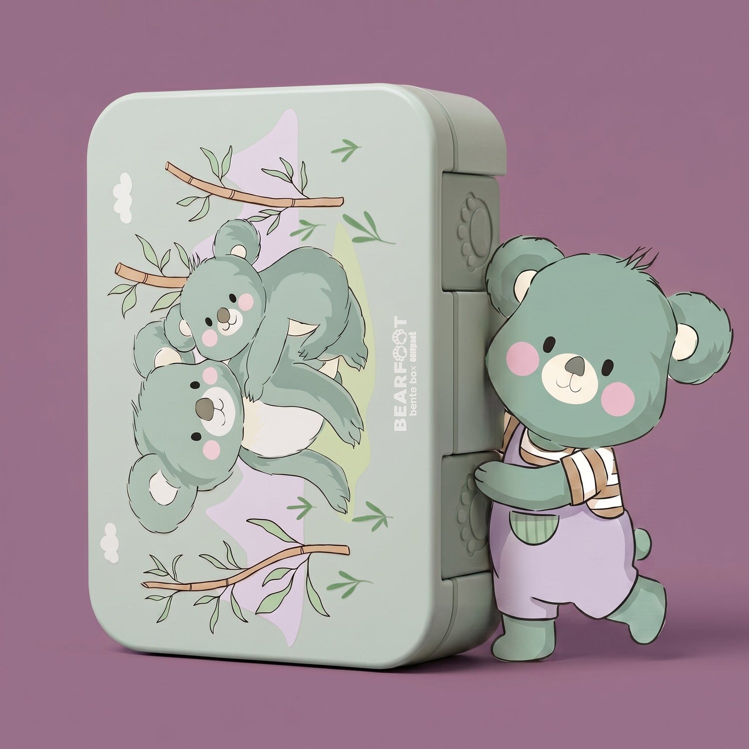 Brotdose mit Fächern, leicht &amp; auslaufsicher - Koala Salbei