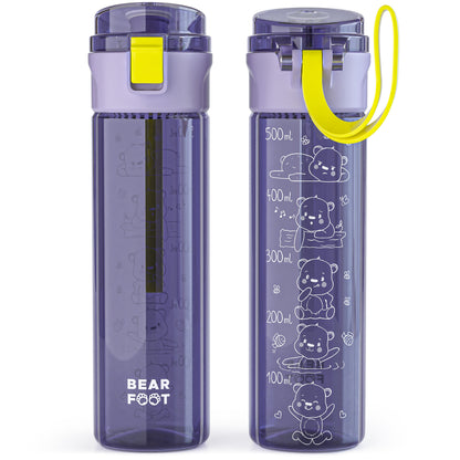 Botella para niños, 500 ml, clara - logo violeta
