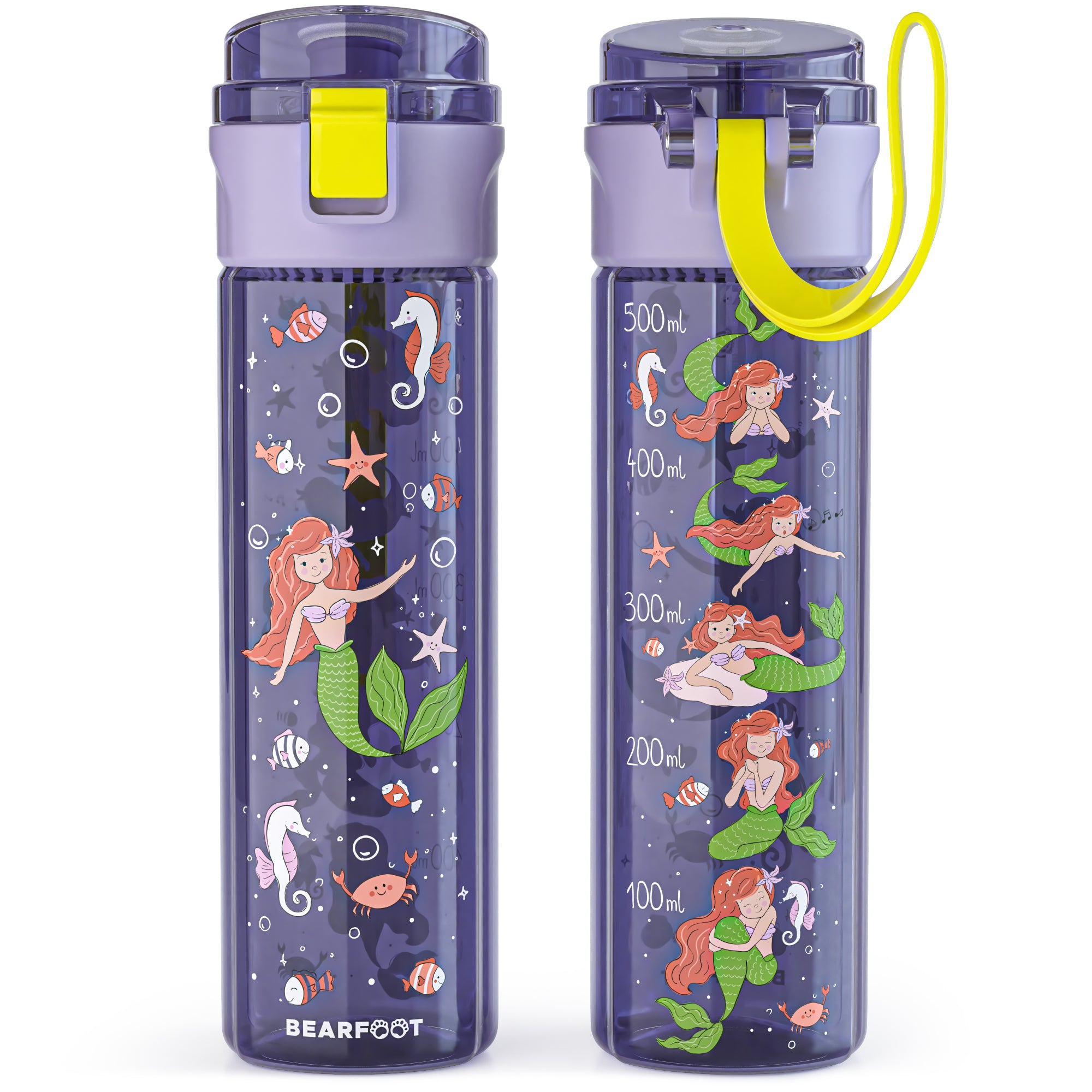 Botella para niños, 500 ml, clara - sirena violeta
