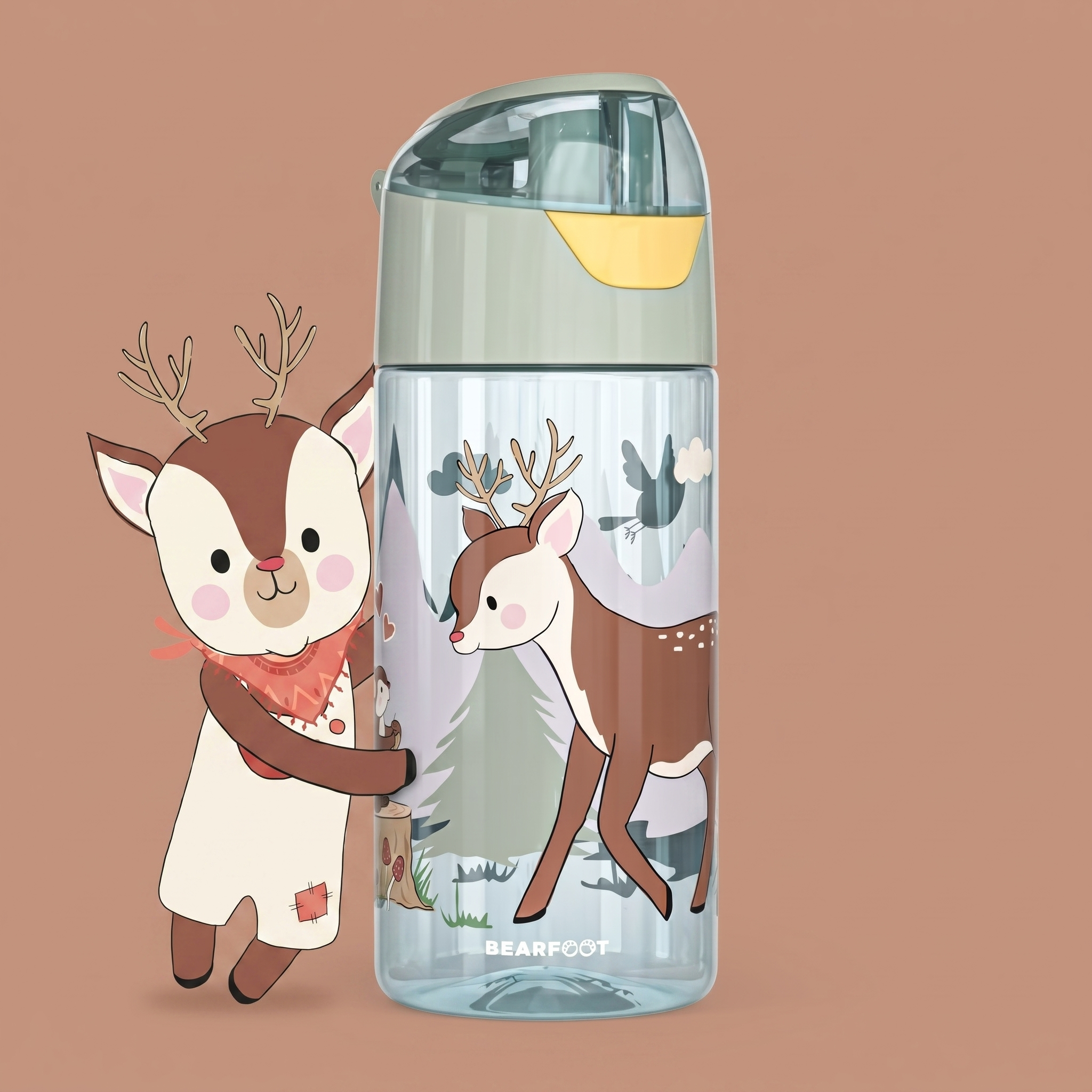 Trinkflasche Kinder, leichte Wasserflasche - Reh sage