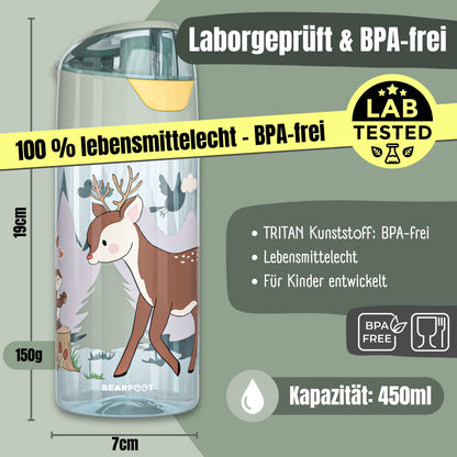 Trinkflasche Kinder, leichte Wasserflasche - Reh sage