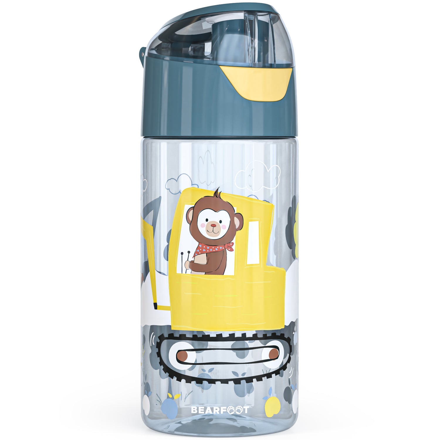 Trinkflasche Kinder, leichte Wasserflasche - Bagger &amp; Affe
