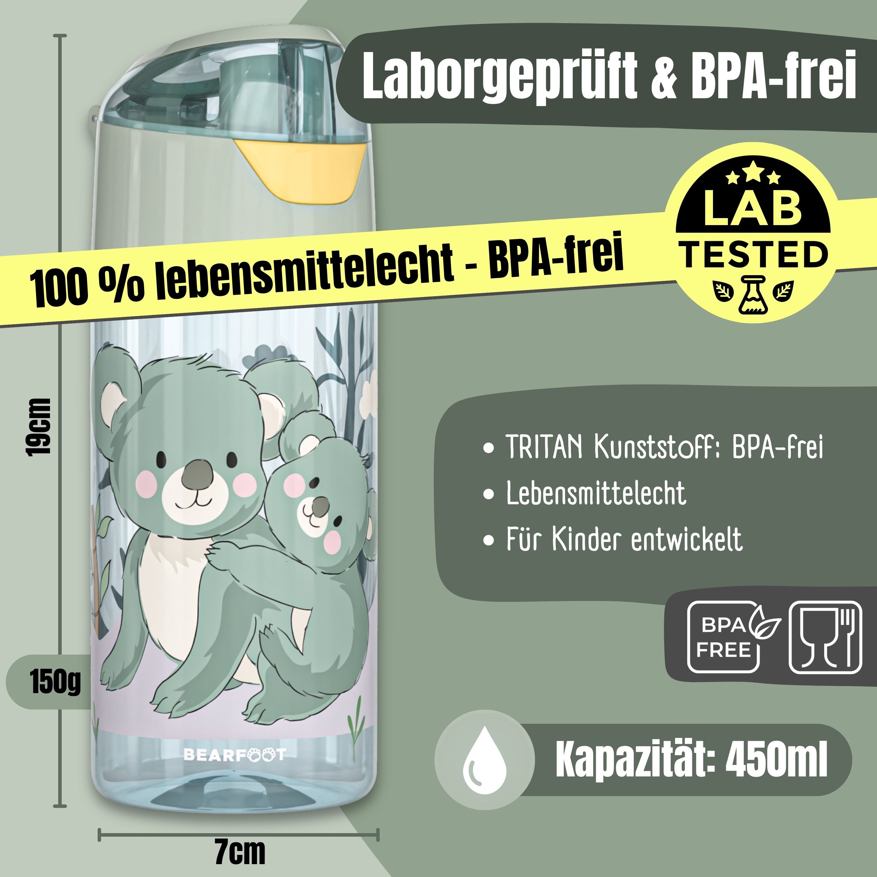 Trinkflasche Kinder, leichte Wasserflasche - Koala sage
