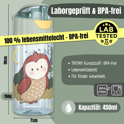 Trinkflasche Kinder, leichte Wasserflasche - Eule sage