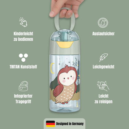 Trinkflasche Kinder, leichte Wasserflasche - Eule sage