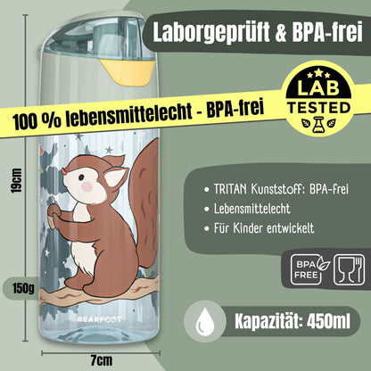 Trinkflasche Kinder, leichte Wasserflasche-Eichhörnchen sage