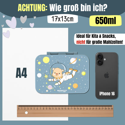 Brotdose mit Fächern, leicht &amp; auslaufsicher - Bär blau