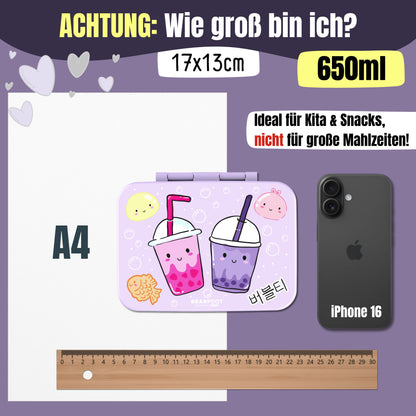 Brotdose mit Fächern, leicht &amp; auslaufsicher-BubbleTea lila