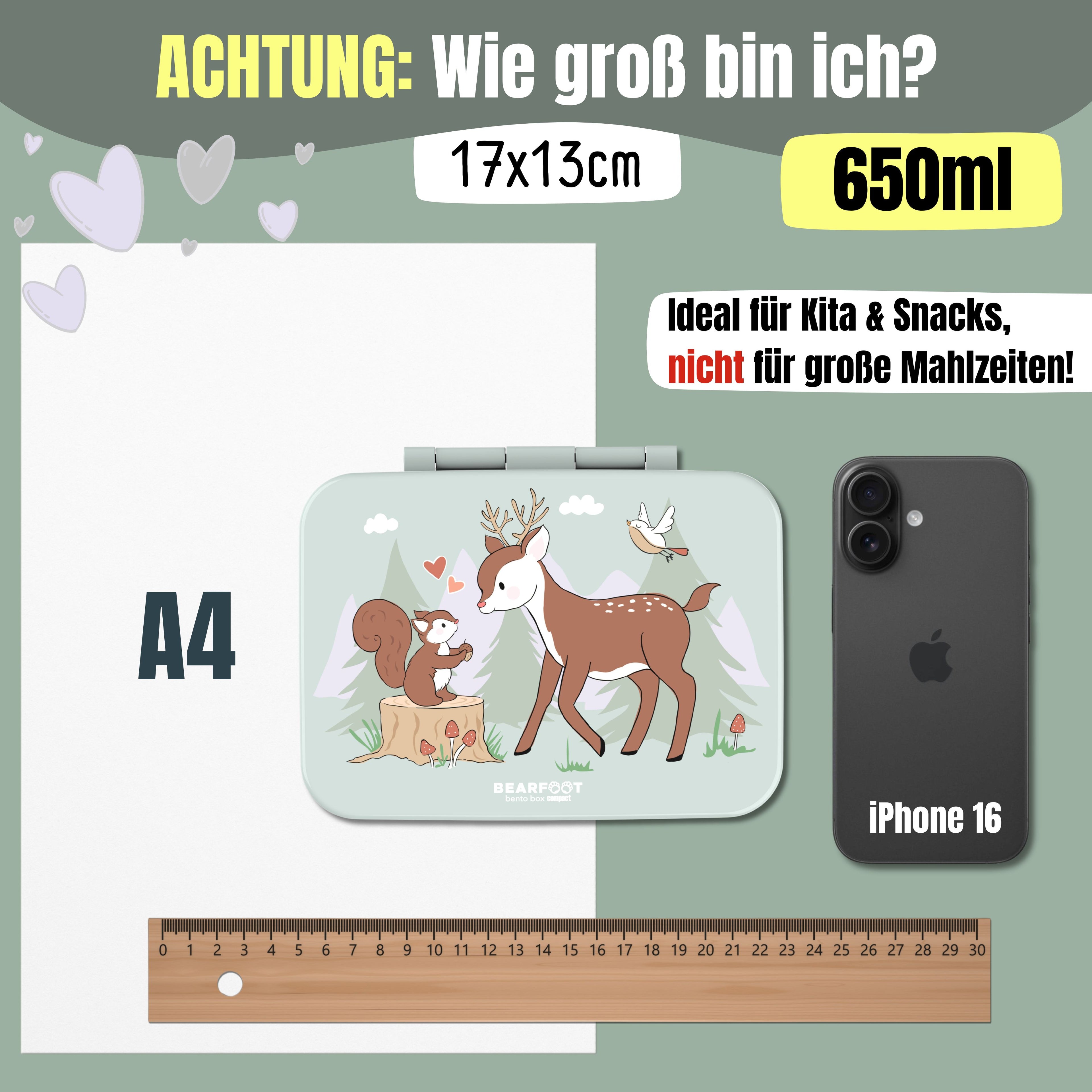 Brotdose mit Fächern, leicht &amp; auslaufsicher - Reh Salbei