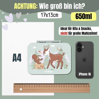 Brotdose mit Fächern, leicht &amp; auslaufsicher - Reh Salbei