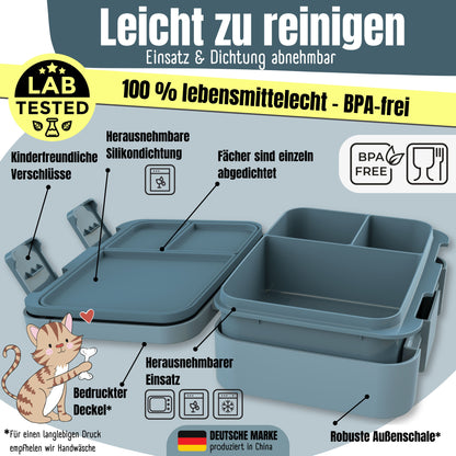Brotdose mit Fächern, leicht &amp; auslaufsicher - Dinos blau