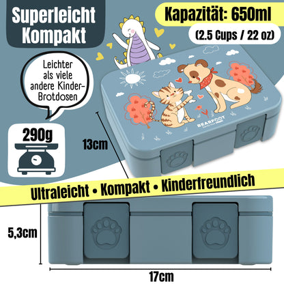 Brotdose mit Fächern, leicht &amp; auslaufsicher - Hund &amp; Katze
