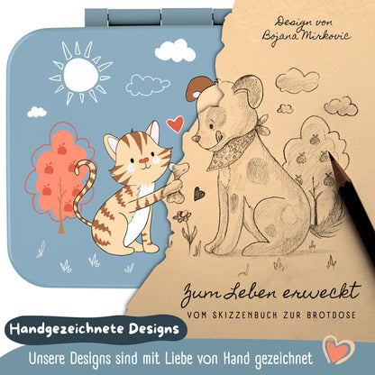Brotdose mit Fächern, leicht &amp; auslaufsicher - Hund &amp; Katze