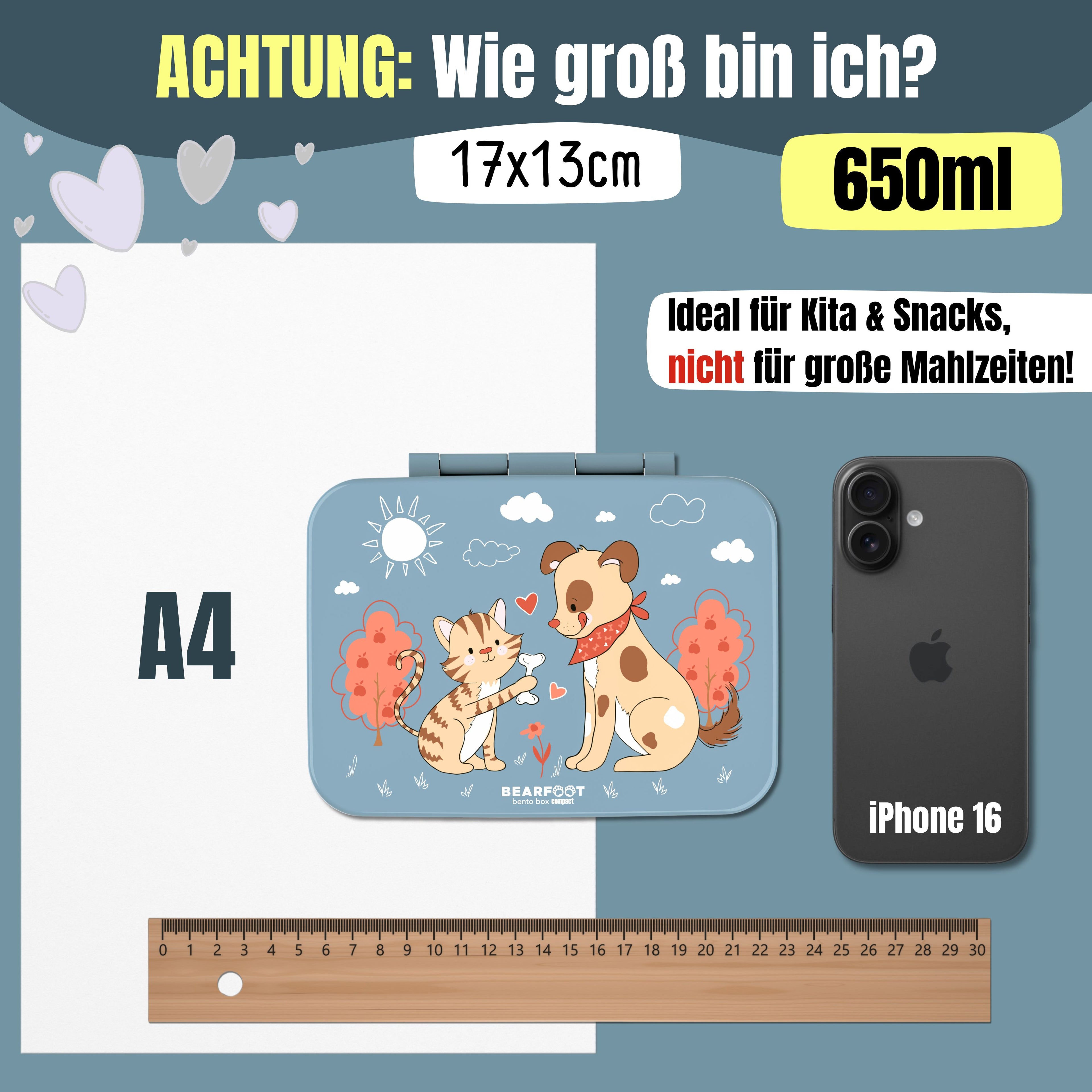 Brotdose mit Fächern, leicht &amp; auslaufsicher - Hund &amp; Katze