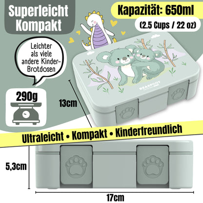 Brotdose mit Fächern, leicht &amp; auslaufsicher - Koala Salbei