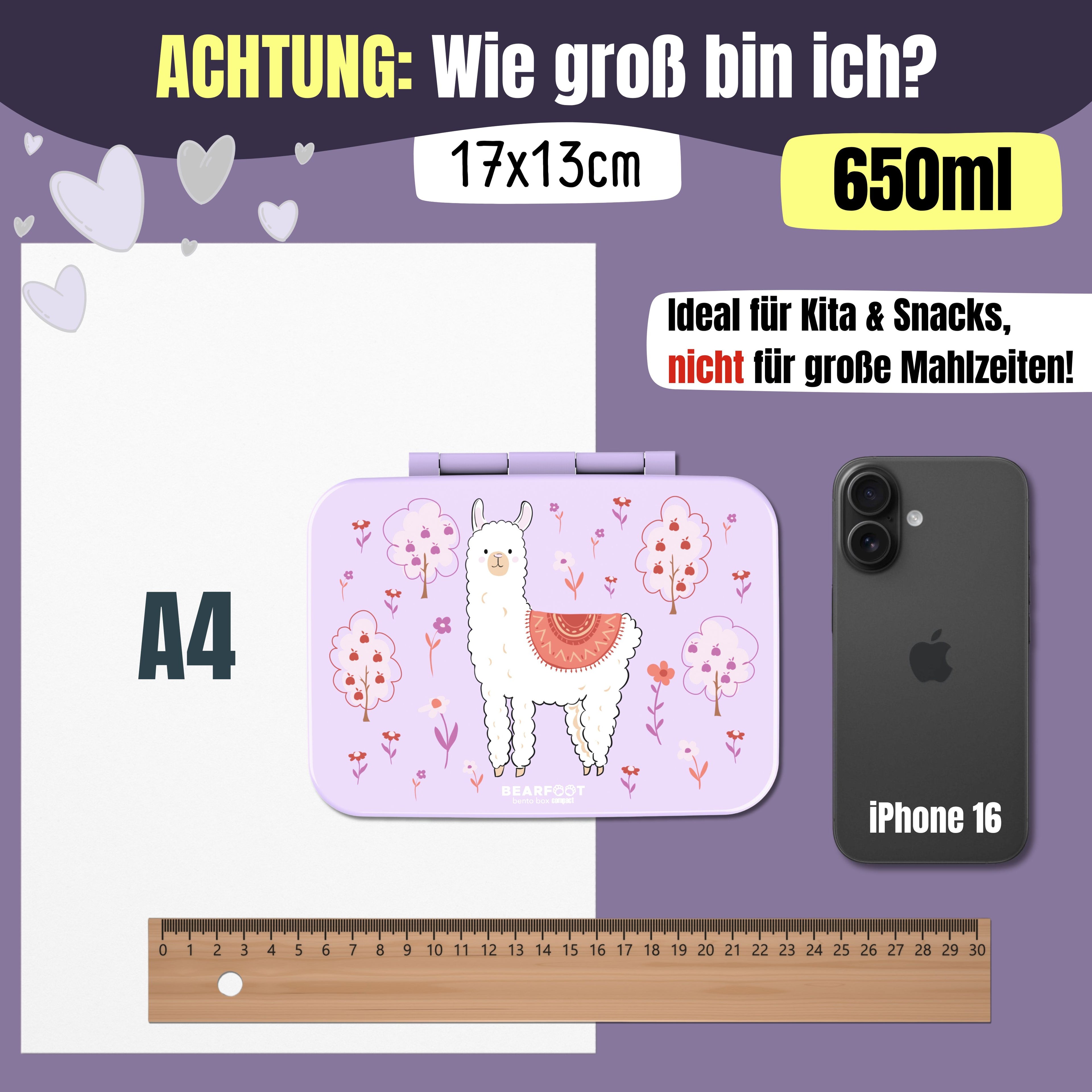 Brotdose mit Fächern, leicht &amp; auslaufsicher - Lama lila