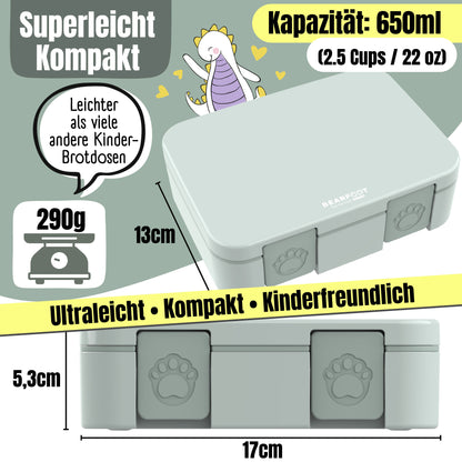 Brotdose mit Fächern, leicht &amp; auslaufsicher - Salbei