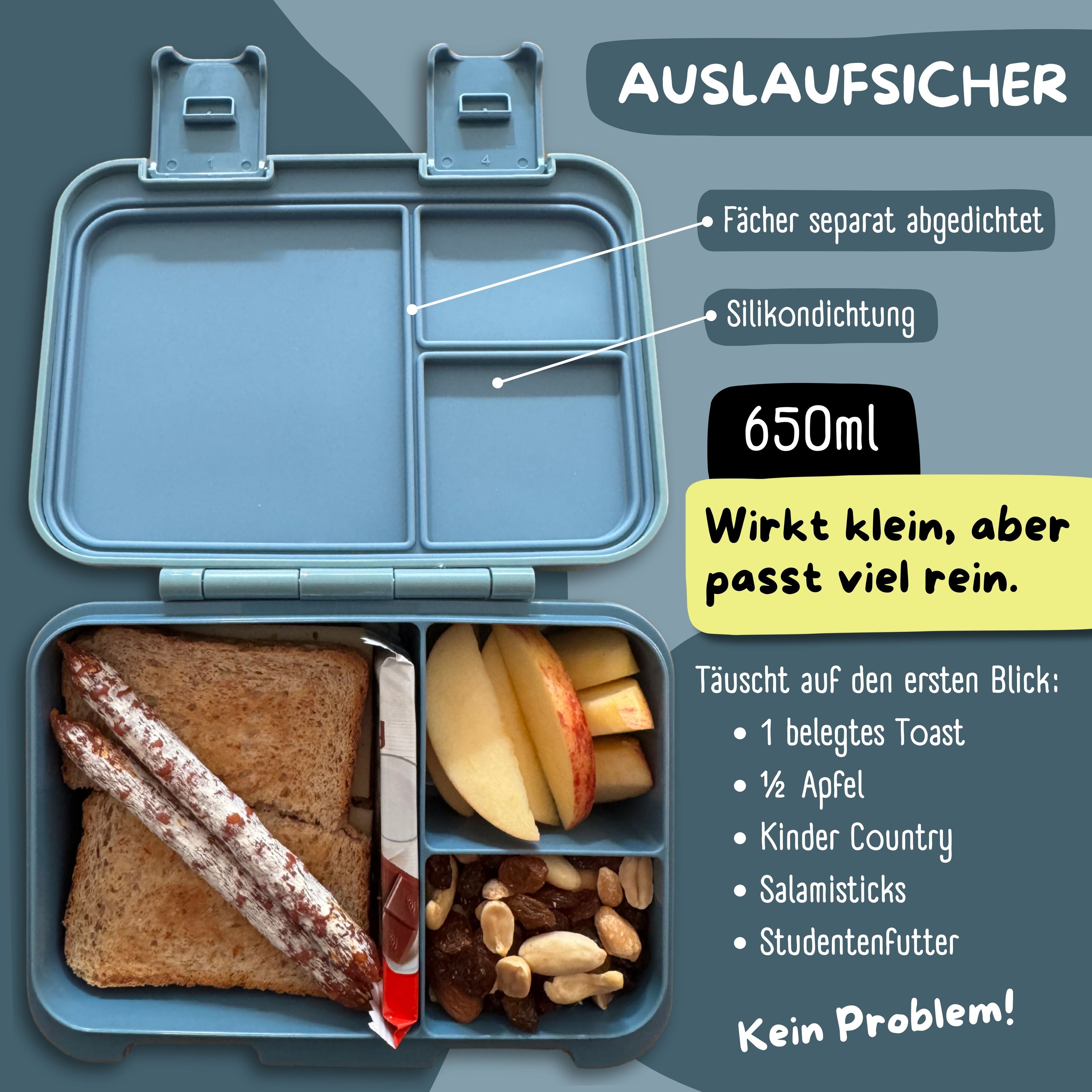 Brotdose mit Fächern, leicht &amp; auslaufsicher - Hund &amp; Katze