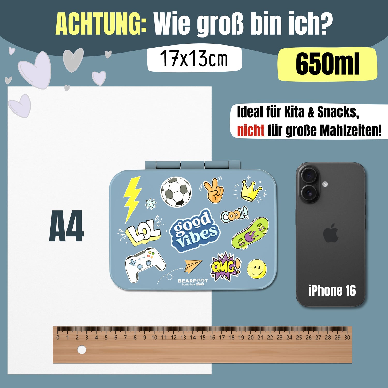 Brotdose mit Fächern, leicht &amp; auslaufsicher - Sticker blau