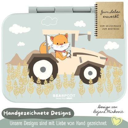 Brotdose mit Fächern, leicht &amp; auslaufsicher -Traktor Salbei