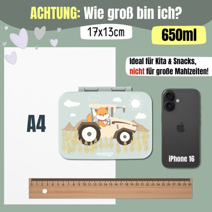 Brotdose mit Fächern, leicht &amp; auslaufsicher -Traktor Salbei