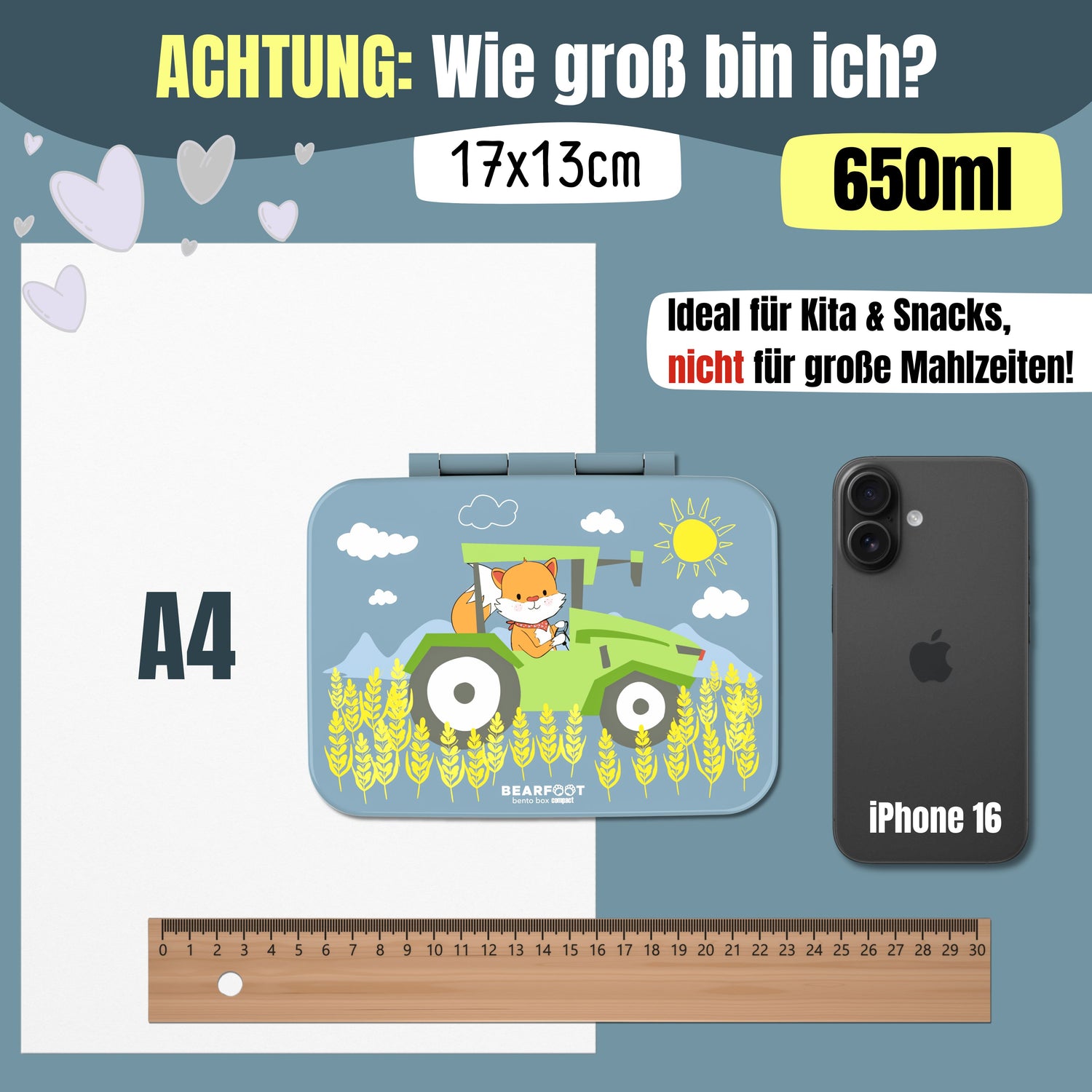 Brotdose mit Fächern, leicht &amp; auslaufsicher - Traktor