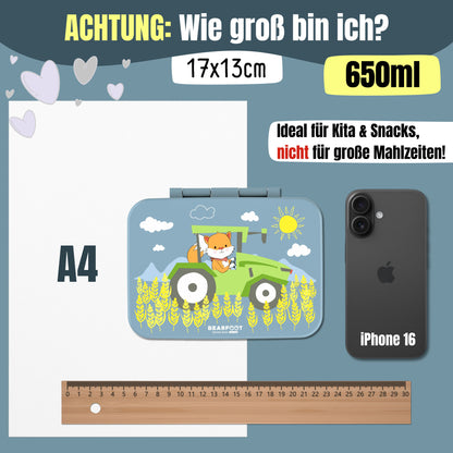 Brotdose mit Fächern, leicht &amp; auslaufsicher - Traktor