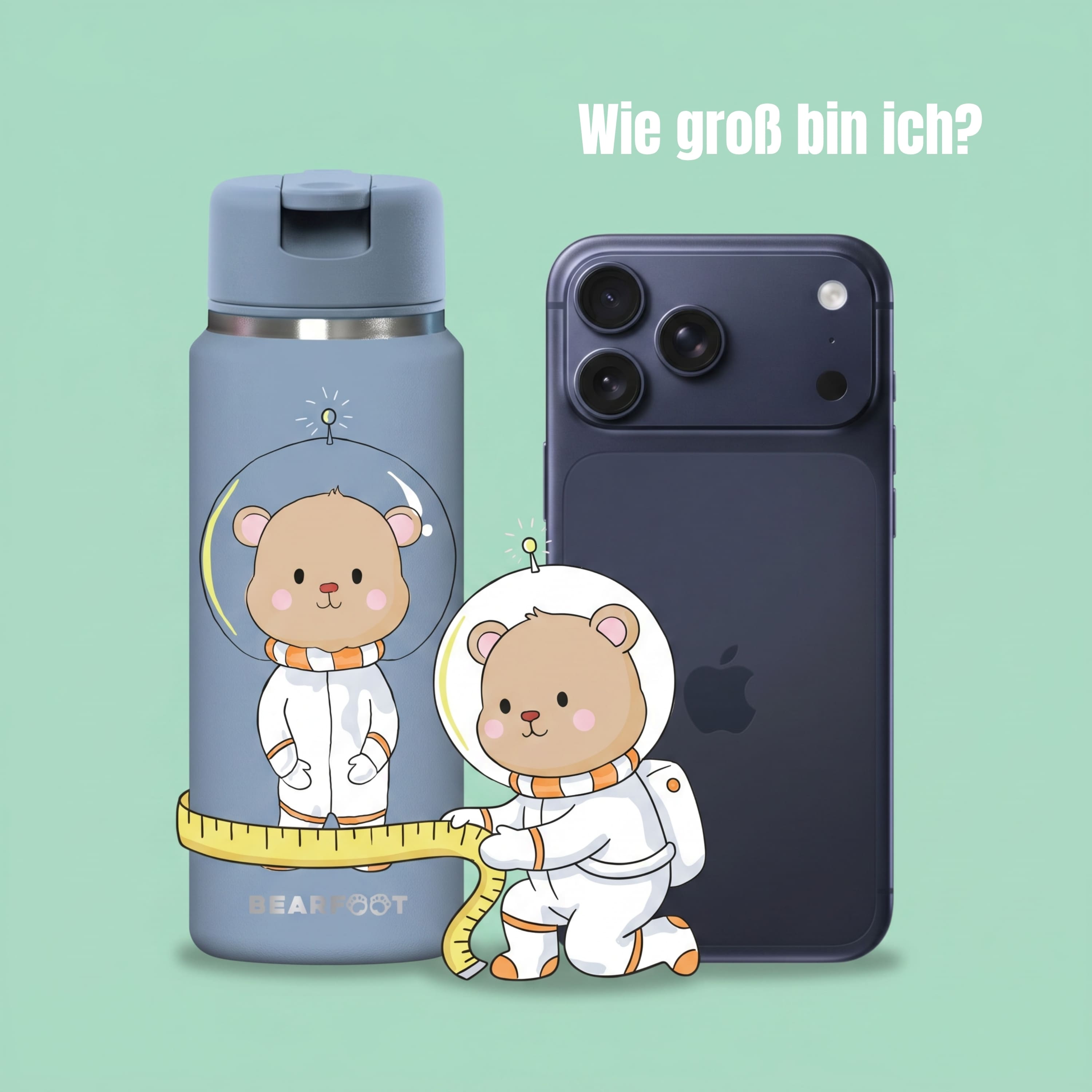 TINY Thermo Kinder Trinkflasche Edelstahl - Astro Bär blau