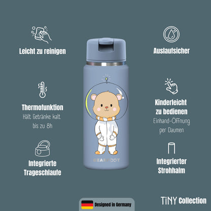 TINY Thermo Kinder Trinkflasche Edelstahl - Astro Bär blau