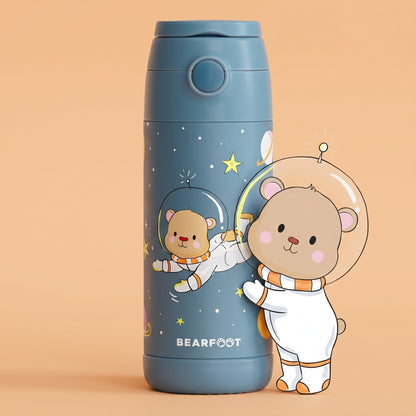Thermo Kinder Trinkflasche Edelstahl - Astro Bär blau