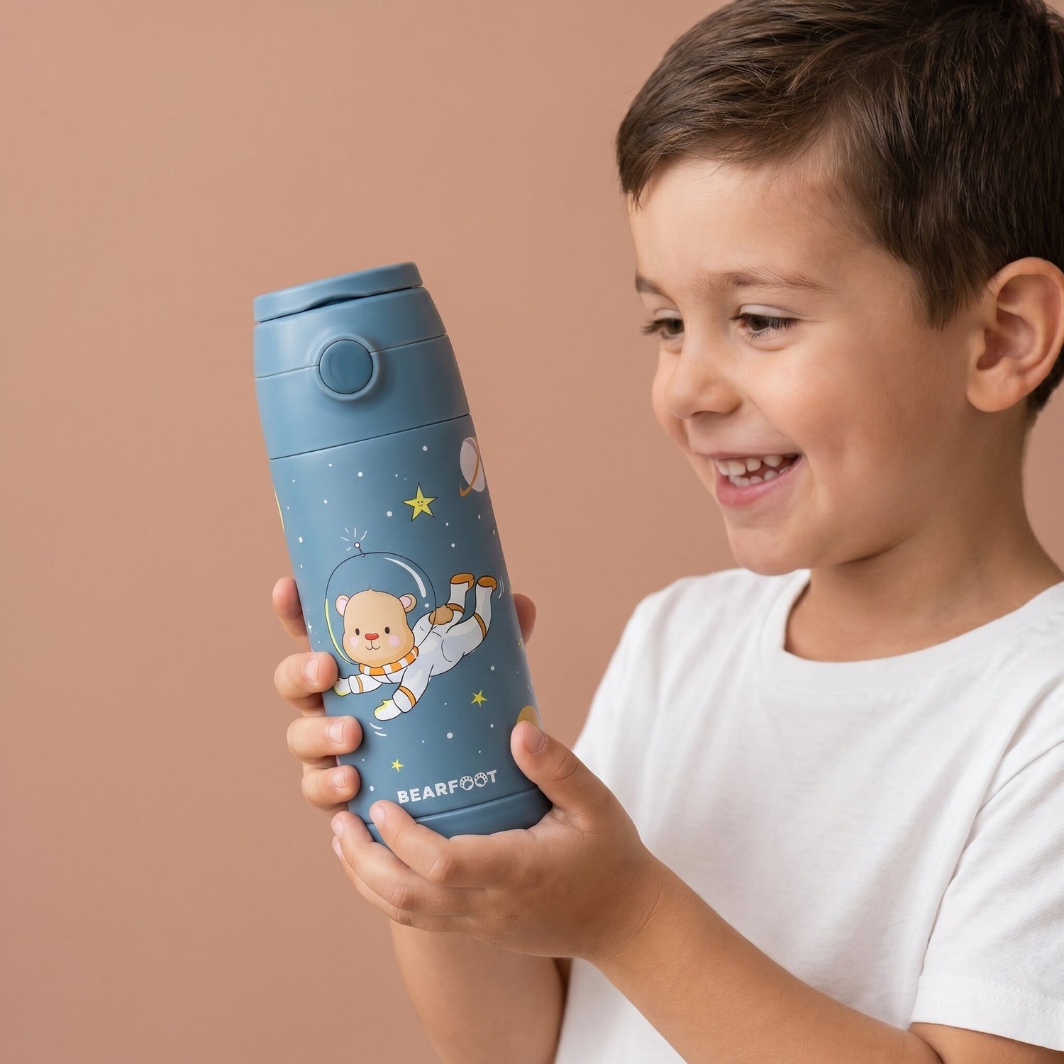 Thermo Kinder Trinkflasche Edelstahl - Astro Bär blau