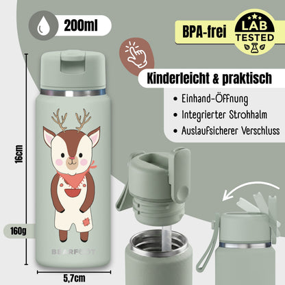 TINY Thermo Kinder Trinkflasche Edelstahl - Reh