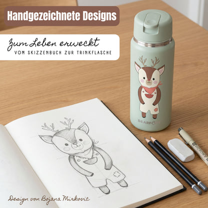 TINY Thermo Kinder Trinkflasche Edelstahl - Reh