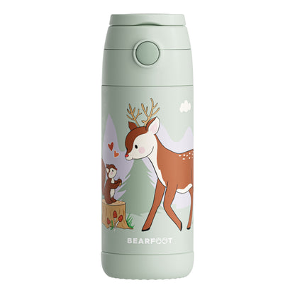 Thermo Kinder Trinkflasche Edelstahl - Reh grün