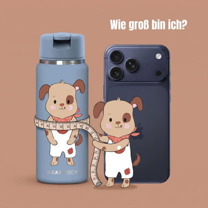 TINY Thermo Kinder Trinkflasche Edelstahl - Hund blau