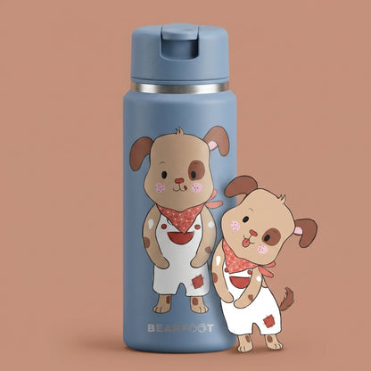 TINY Thermo Kinder Trinkflasche Edelstahl - Hund blau