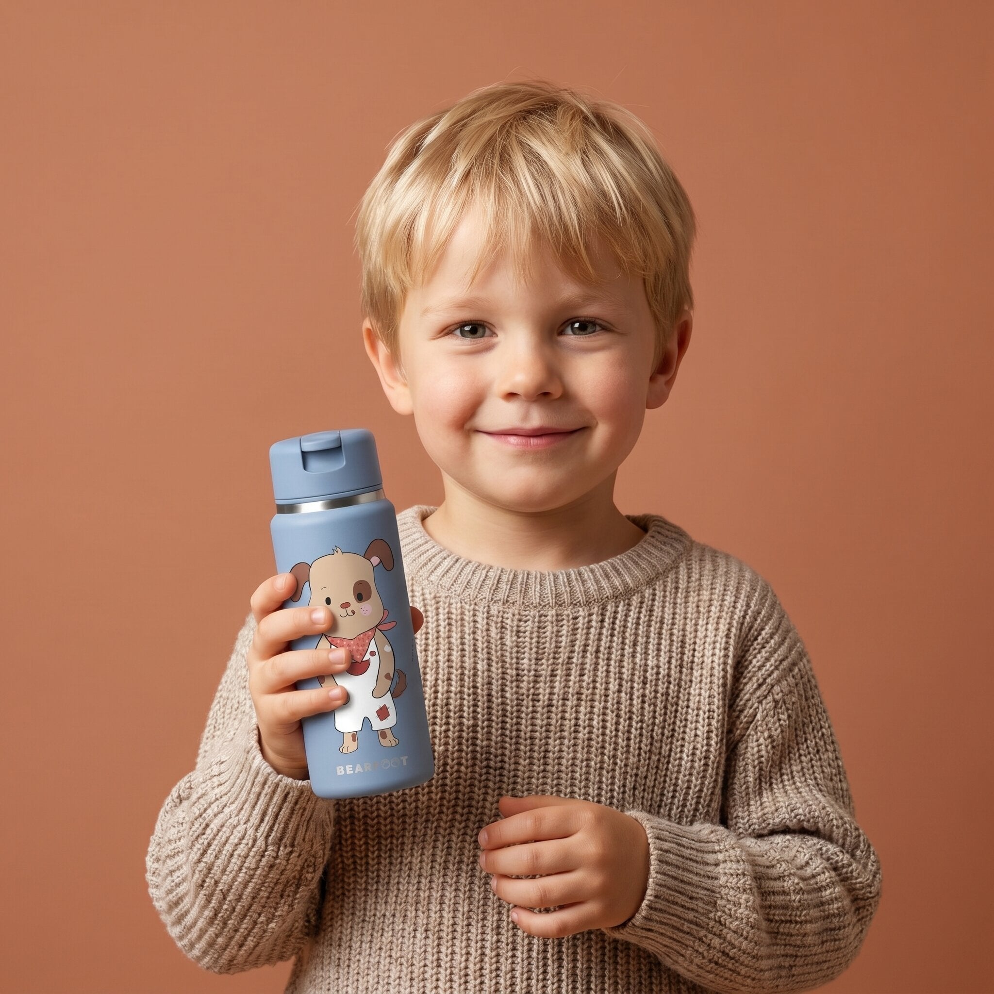 TINY Thermo Kinder Trinkflasche Edelstahl - Hund blau