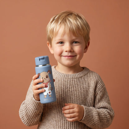 TINY Thermo Kinder Trinkflasche Edelstahl - Hund blau